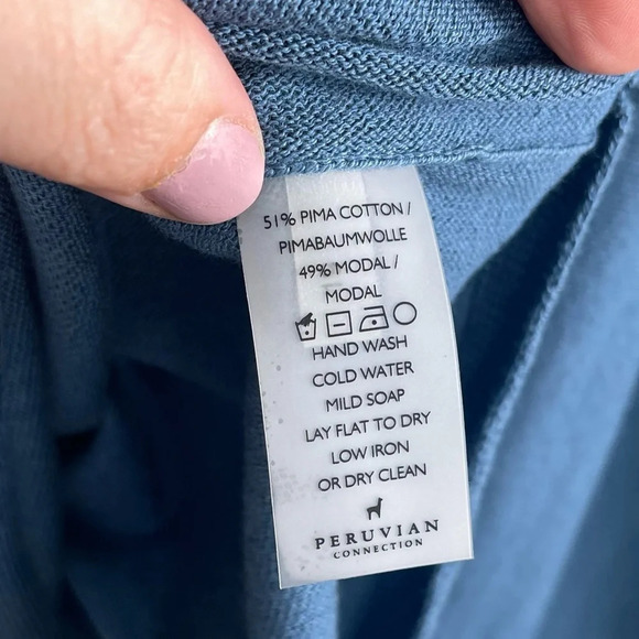 PERUVIAN CONNECTION Blue Dolman Sleeve Lagoon Rebelle dress Small - Picture 5 of 7